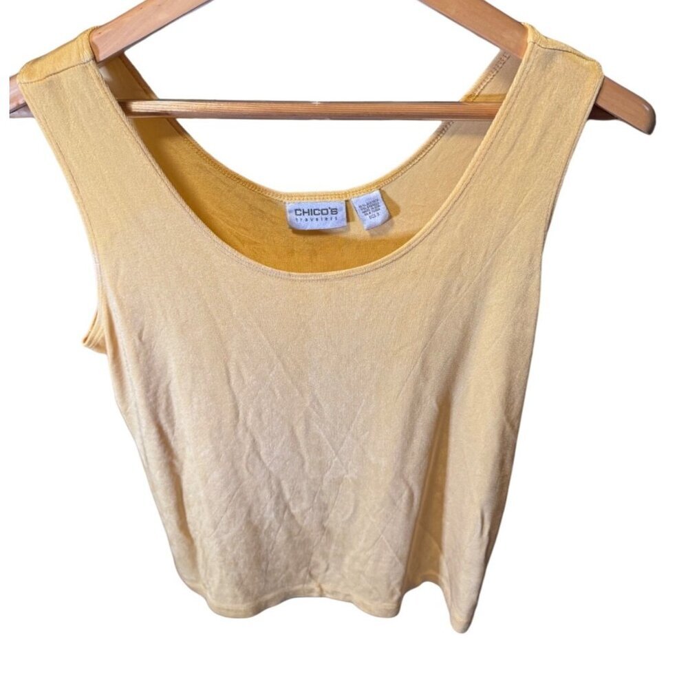 Chico's Travelers Light Yellow Scoop Neck Sleeveless Tank Top Sz XL